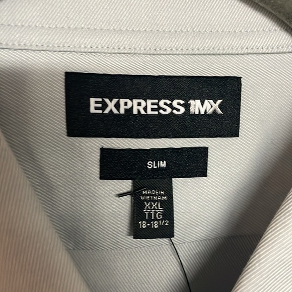 Express 1MX size XXL Slim gray button down dress shirt easy care quick dry - Picture 3 of 7